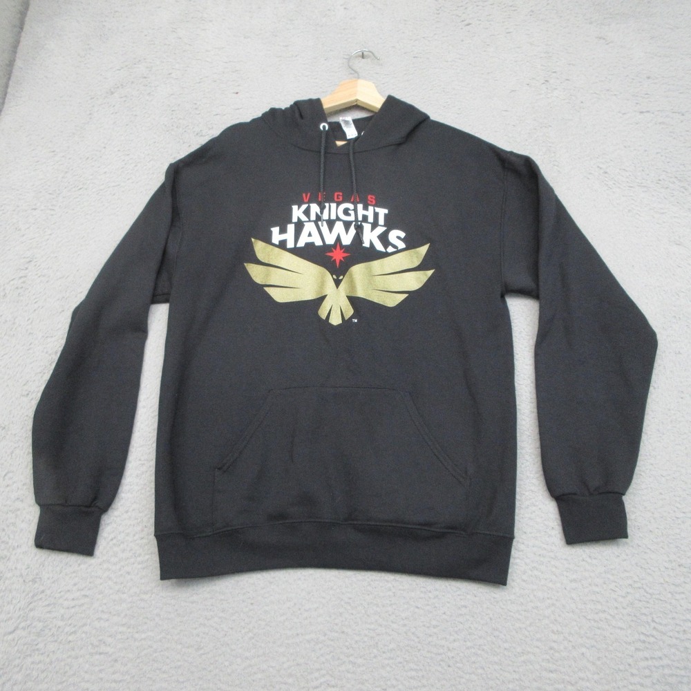 Vegas Knight Hawks Hoodie Sweatshirt Mens M Black Graphic Football Jerzees